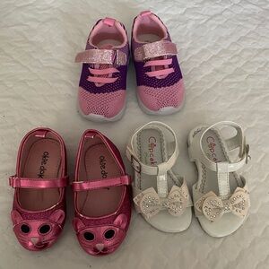 Lot of 3 size 5 toddler girl shoes